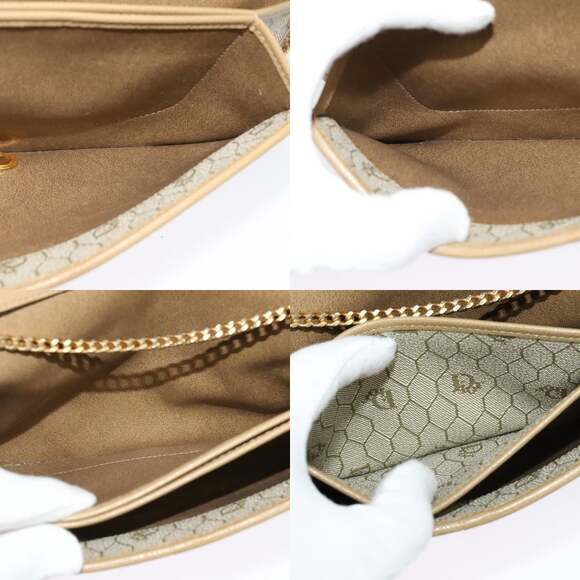 DIOR Chain Shoulder Bag Leather Beige Gold - Picture 12 of 12